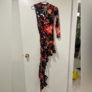 Flower asymmetrical dress